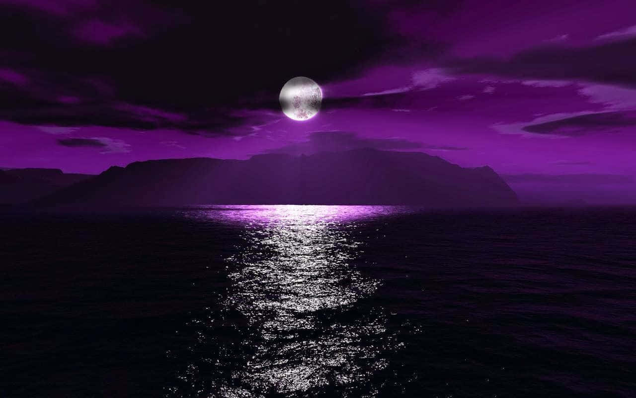 Full Moon Purple Aesthetic Laptop Wallpaper