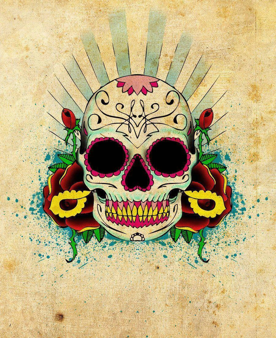 Fun And Colorful Chola Sugar Skulls Wallpaper