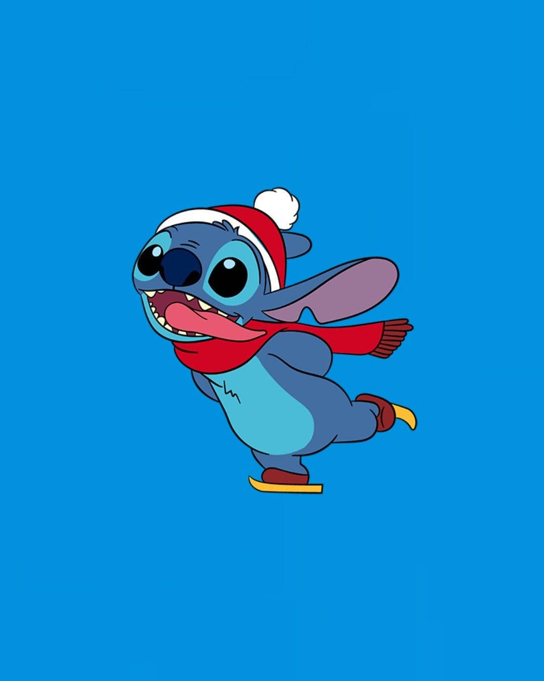 Fun Christmas Stitch Ice Skating Wallpaper