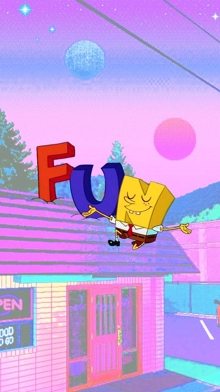 Funny Spongebob Having Fun Wallpaper