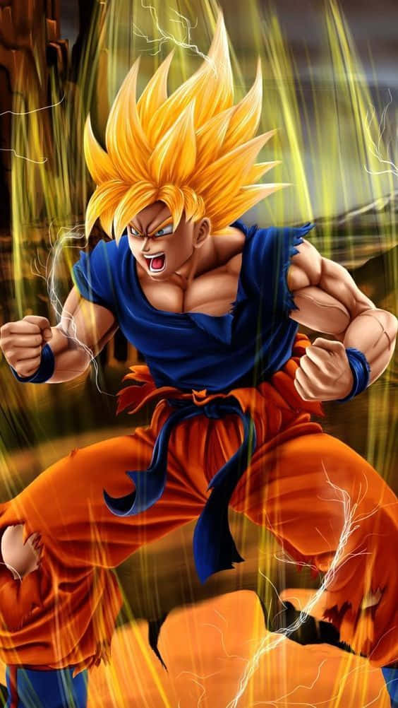 Furious Goku Unleashing His Ultimate Power Wallpaper