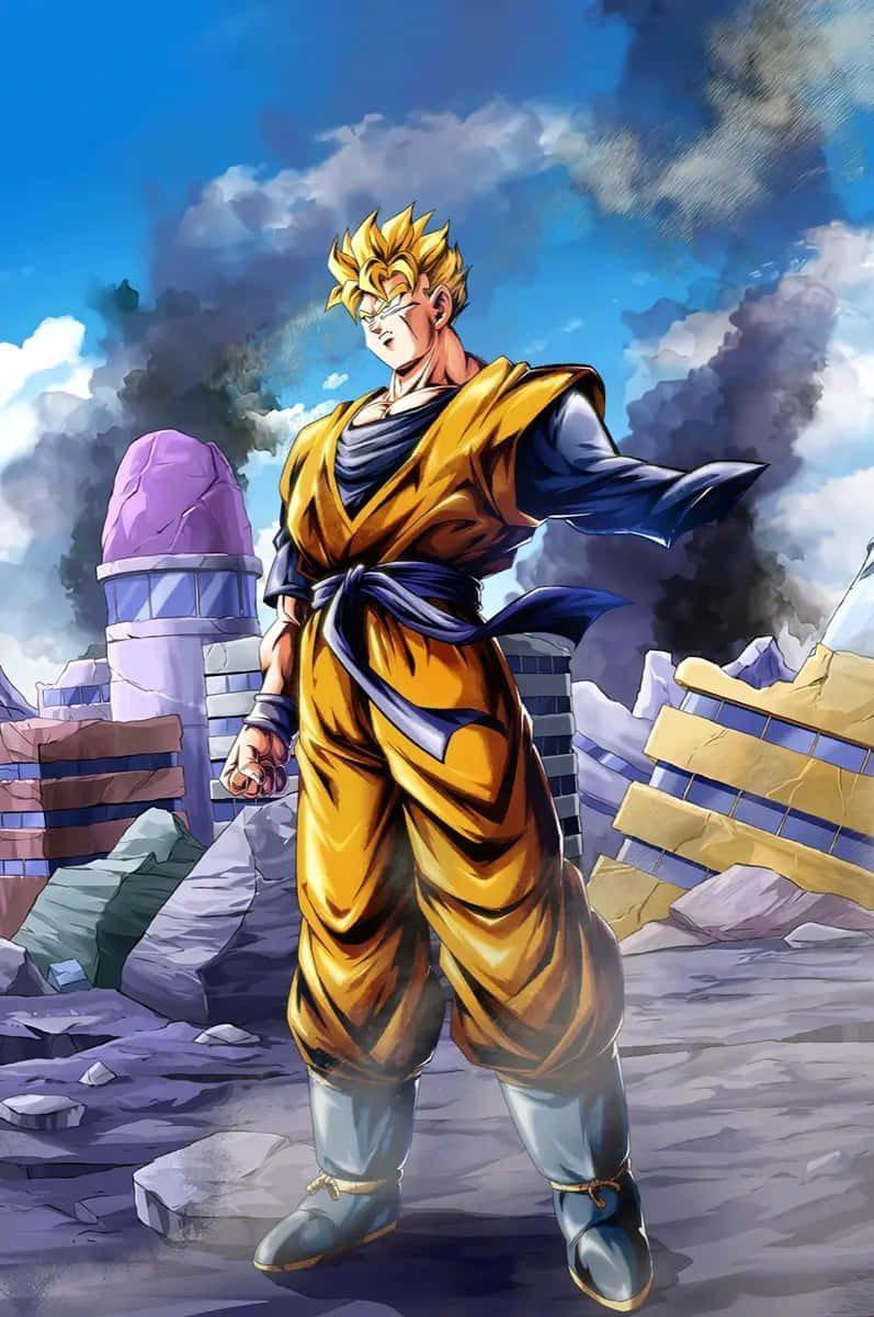 Future Gohan Standing Among Ruins Wallpaper