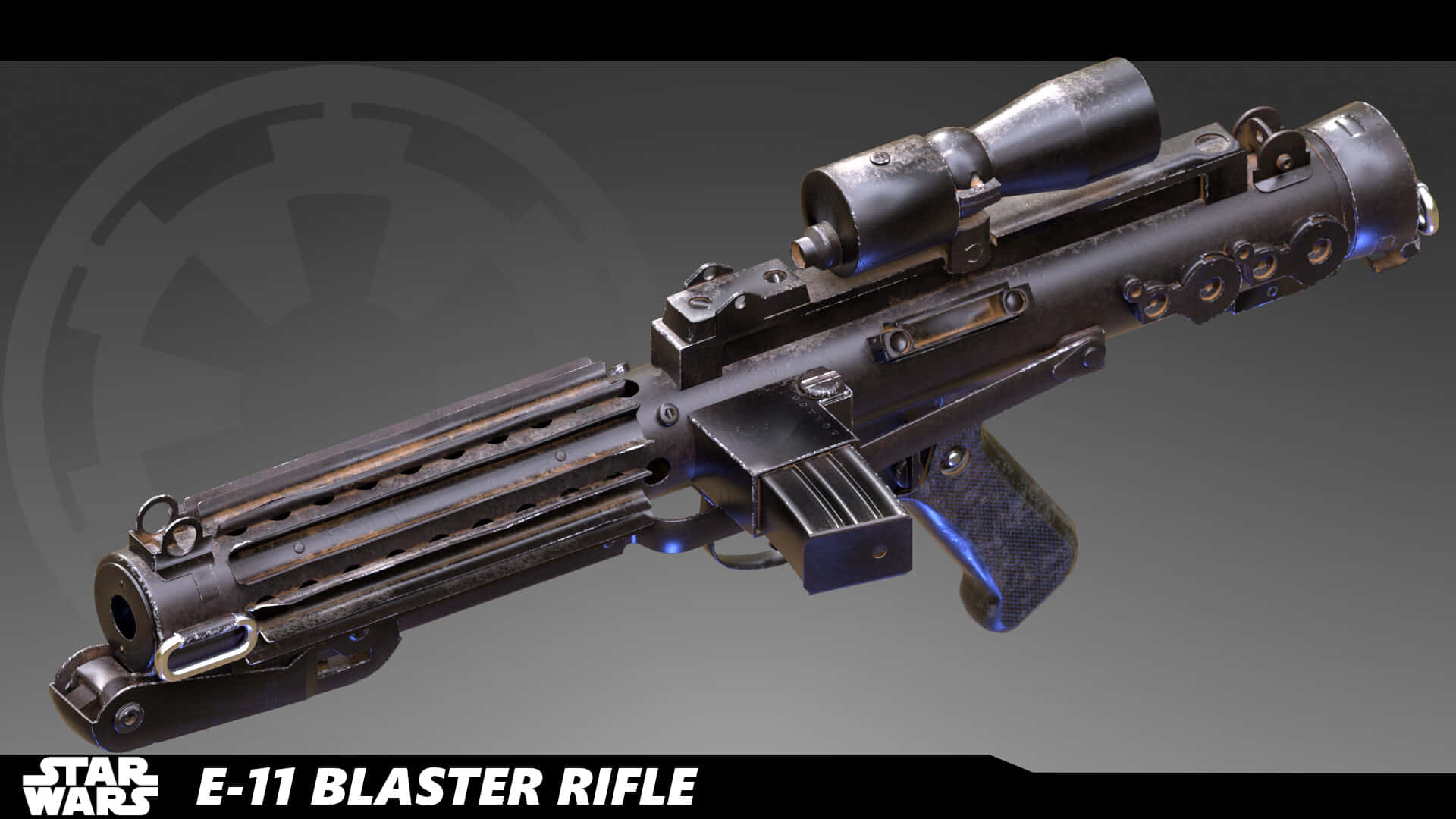 Futuristic Blaster Rifle On Display In A Sci-fi Environment Wallpaper