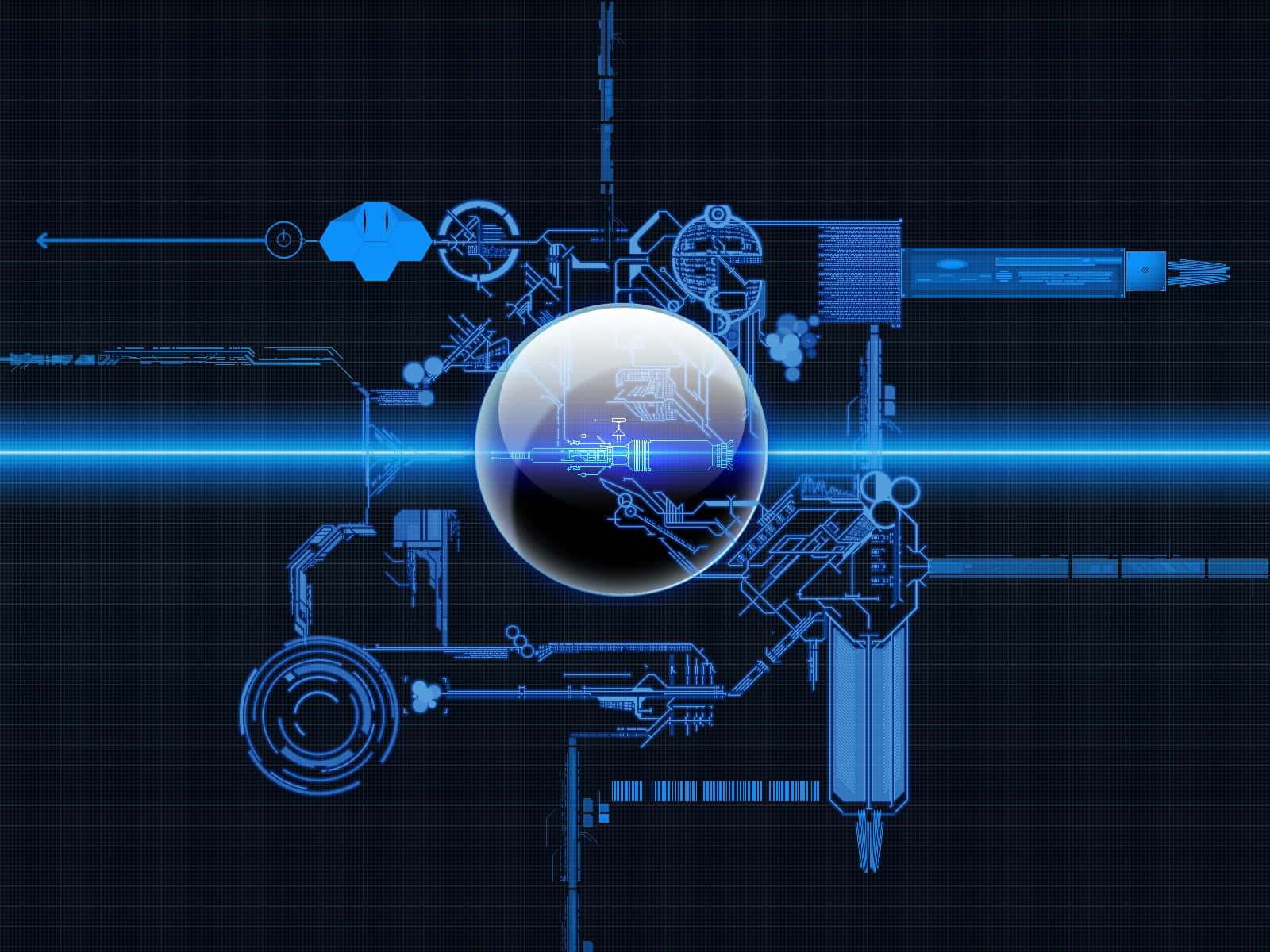 Futuristic Blueprint Space Station Design Wallpaper