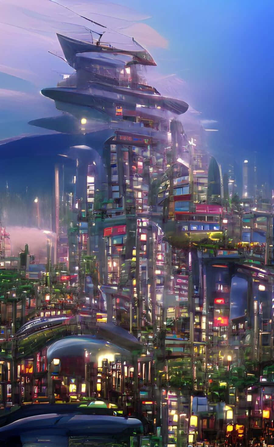 Futuristic Cityscape Utopia Wallpaper