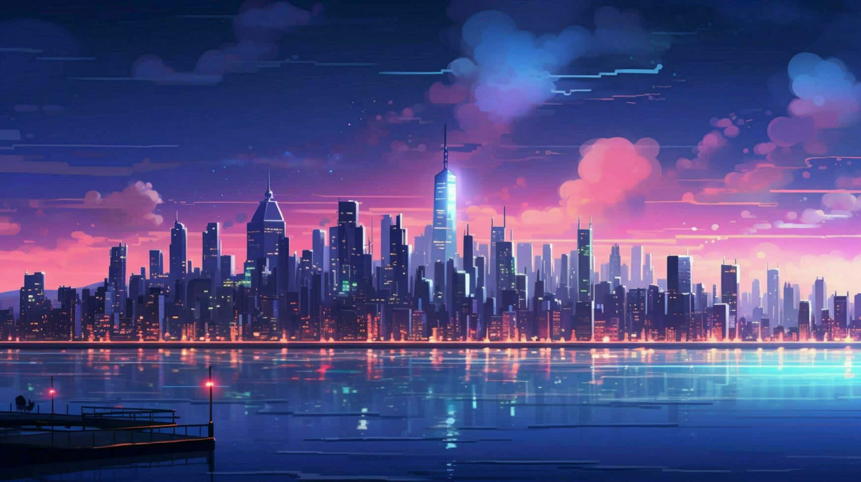 Futuristic Cityscapeat Twilight Wallpaper