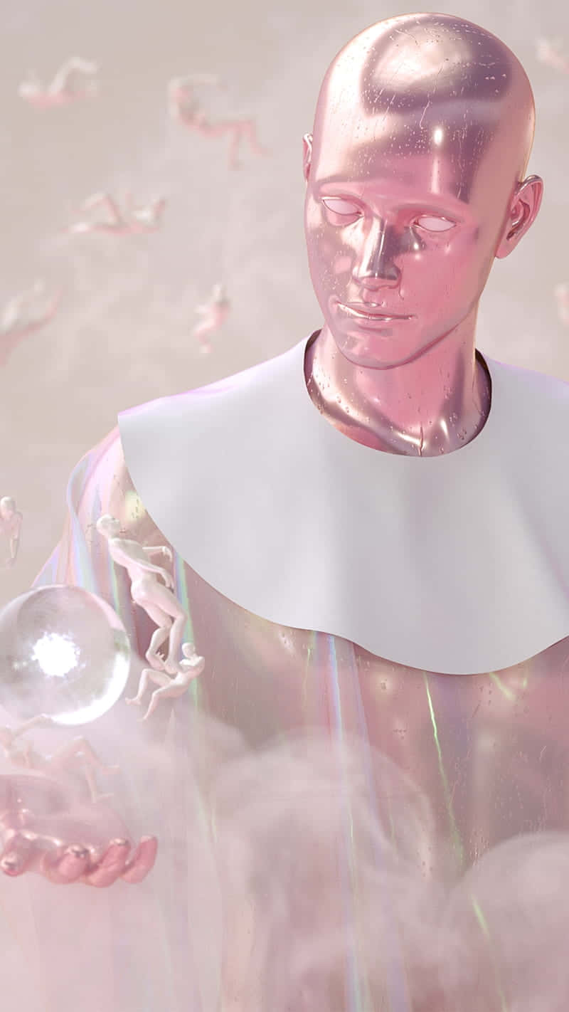 Futuristic_ Pink_ Man_3 D_ Render Wallpaper