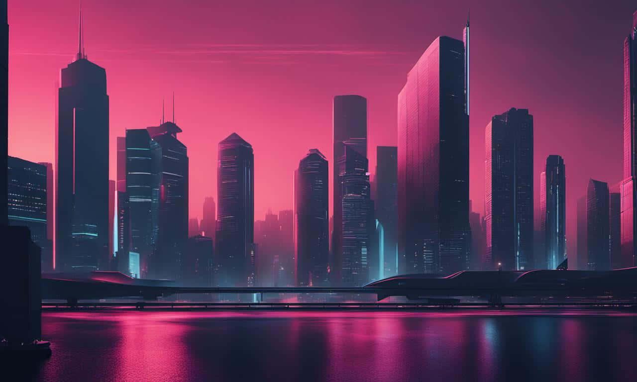 Futuristic Pink Skyline Wallpaper