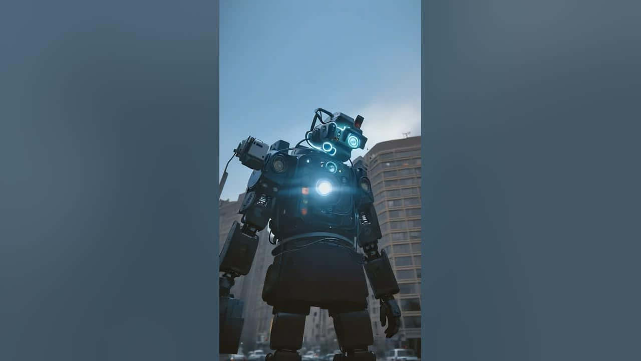 Futuristic_ Robot_ Cameraman_ Cityscape Wallpaper