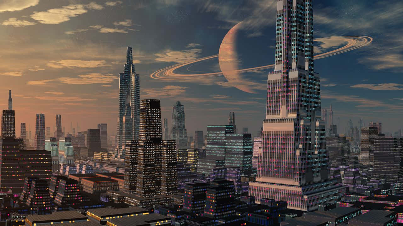 Futuristic Space Colony In Orbit Wallpaper