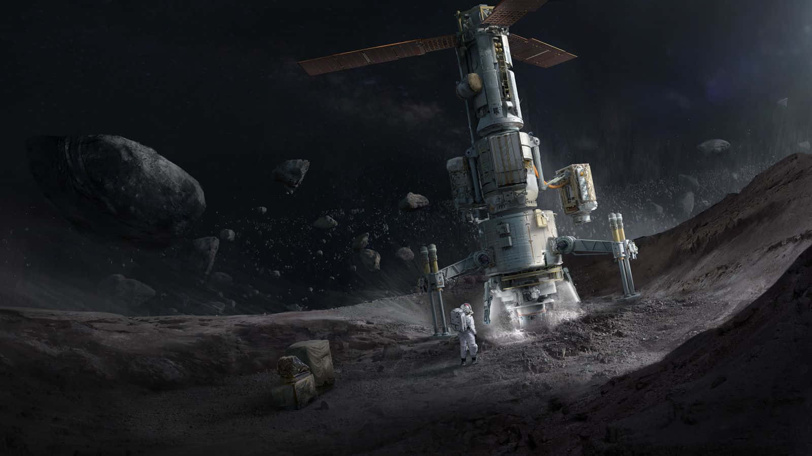 Futuristic Space Mining Facility Wallpaper