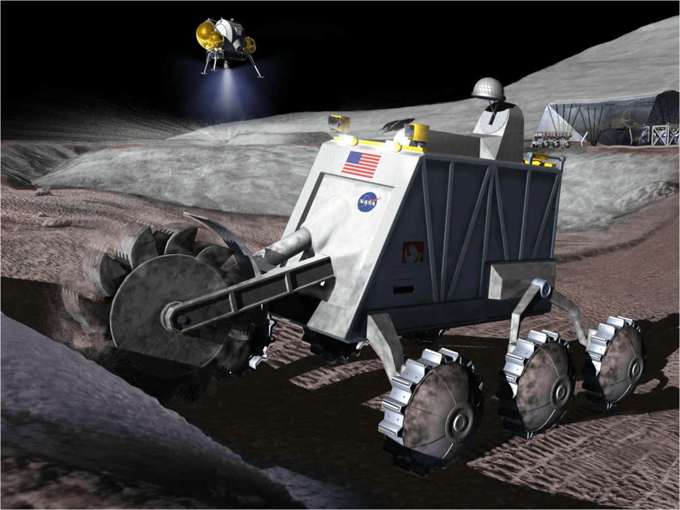 Futuristic Space Mining Operations Wallpaper