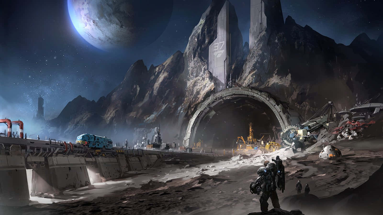 Futuristic Space Mining Site Wallpaper