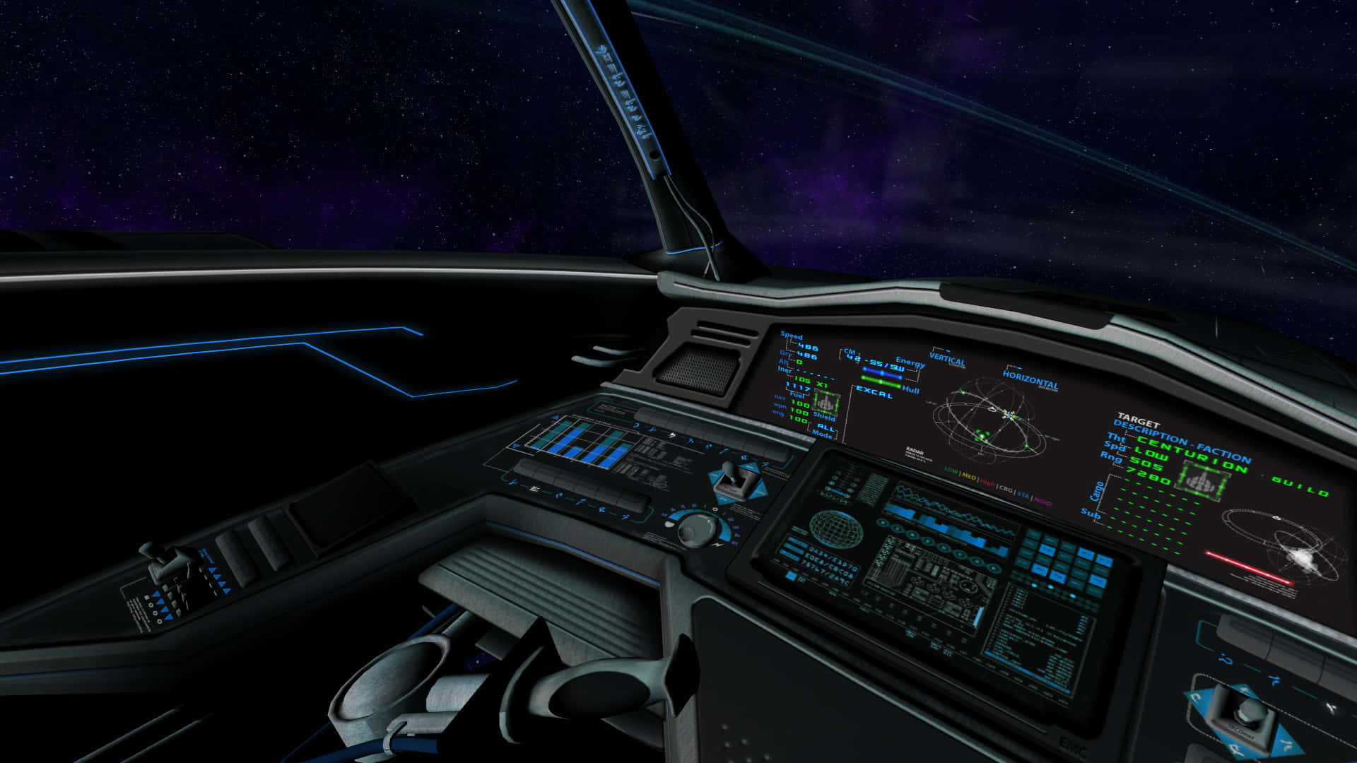 Futuristic Spaceship Cockpit Interior Wallpaper