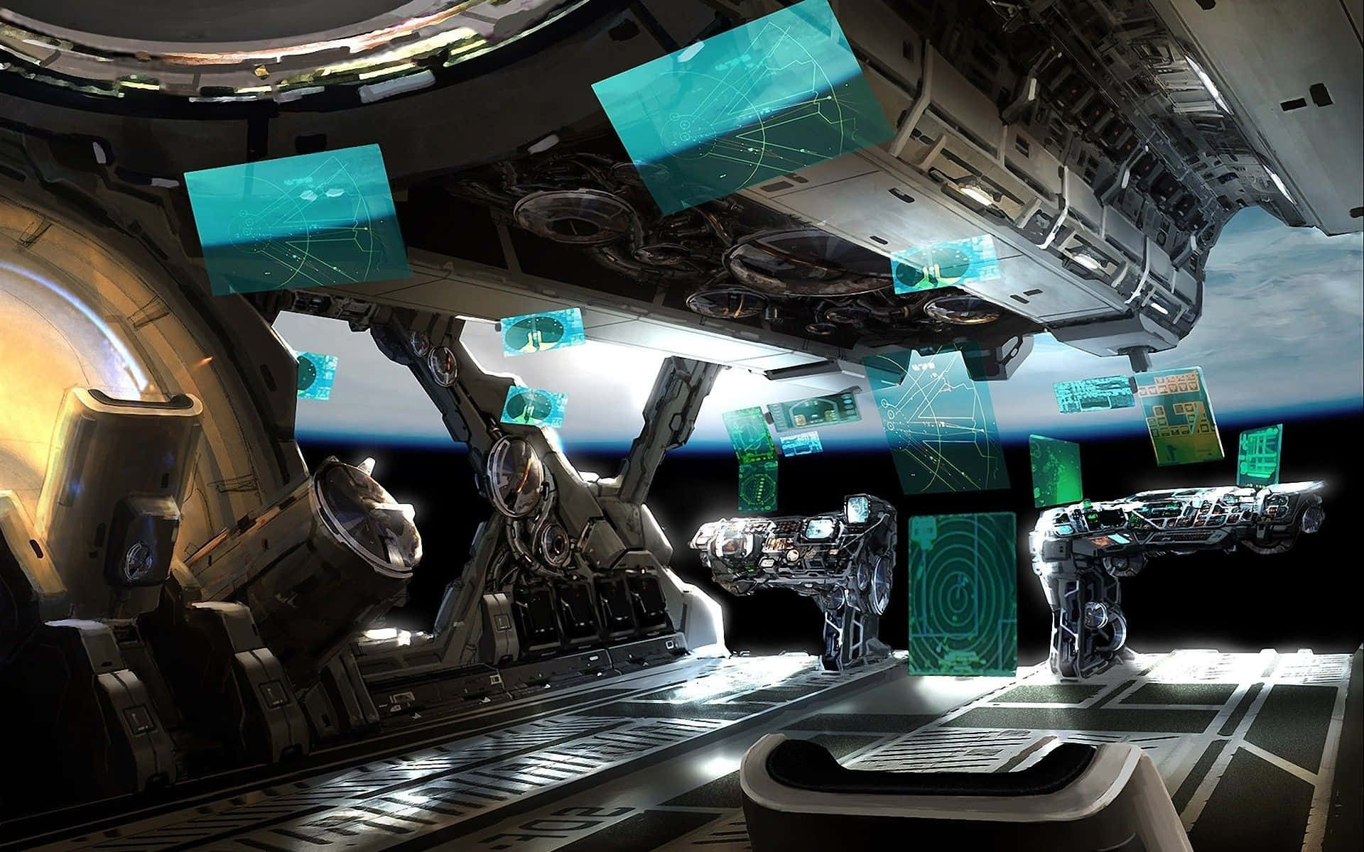 Futuristic Spaceship Interior Design Wallpaper