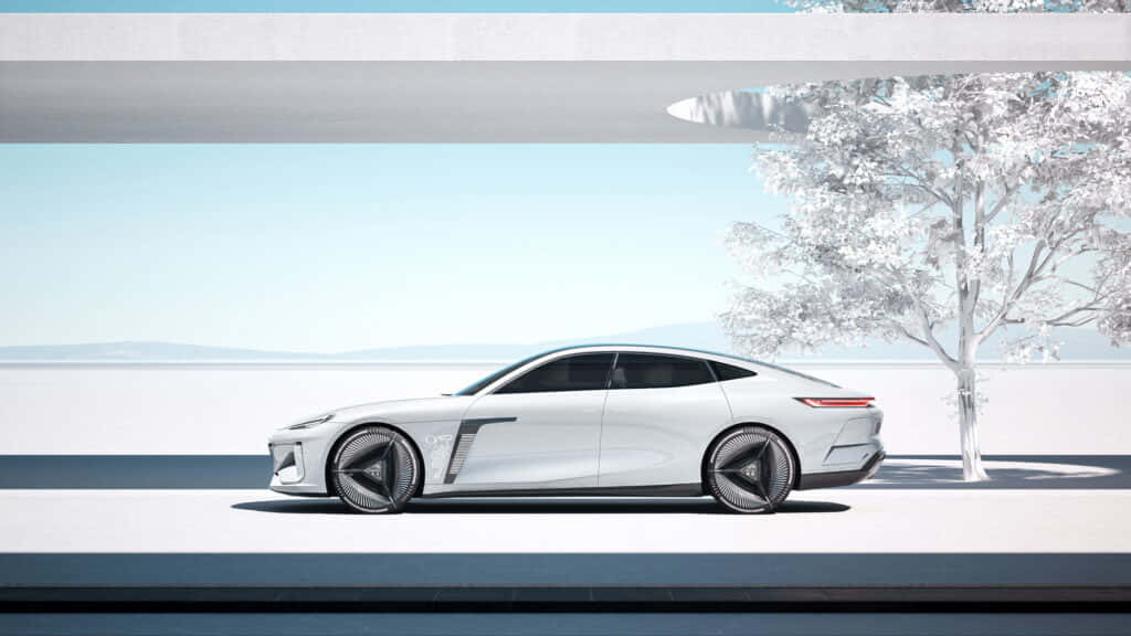 Futuristic White Sedan Concept Wallpaper