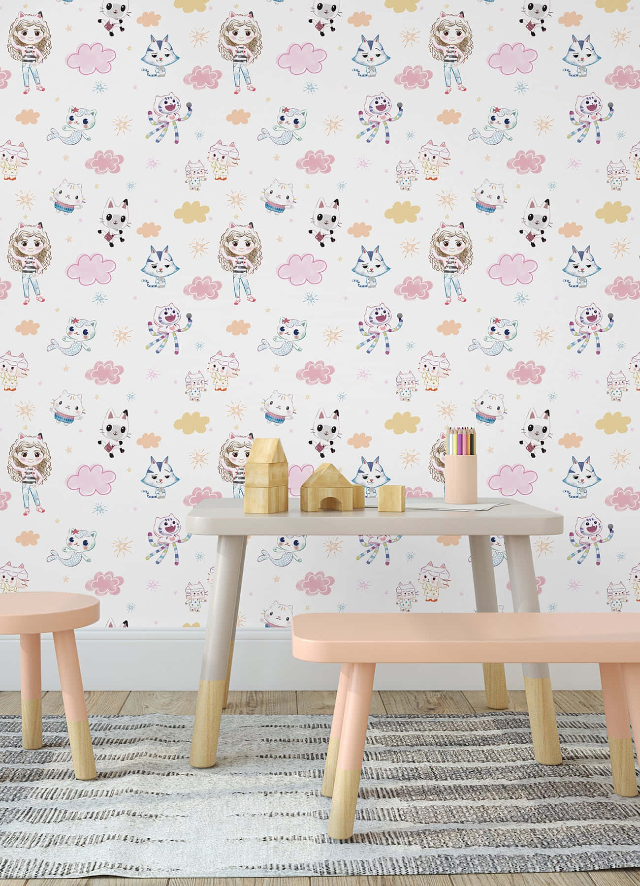 Gabby Dollhouse Character Wallpaper Childrens Room Decor Wallpaper