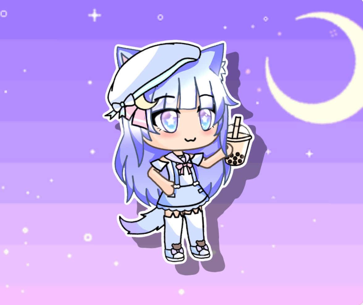 Gacha Girl Boba Tea Moon Wallpaper