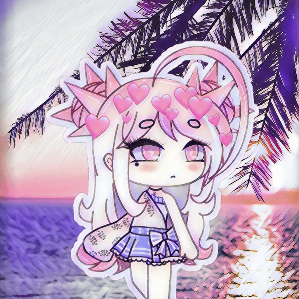 Gacha Life Girl Beach Sunset Wallpaper