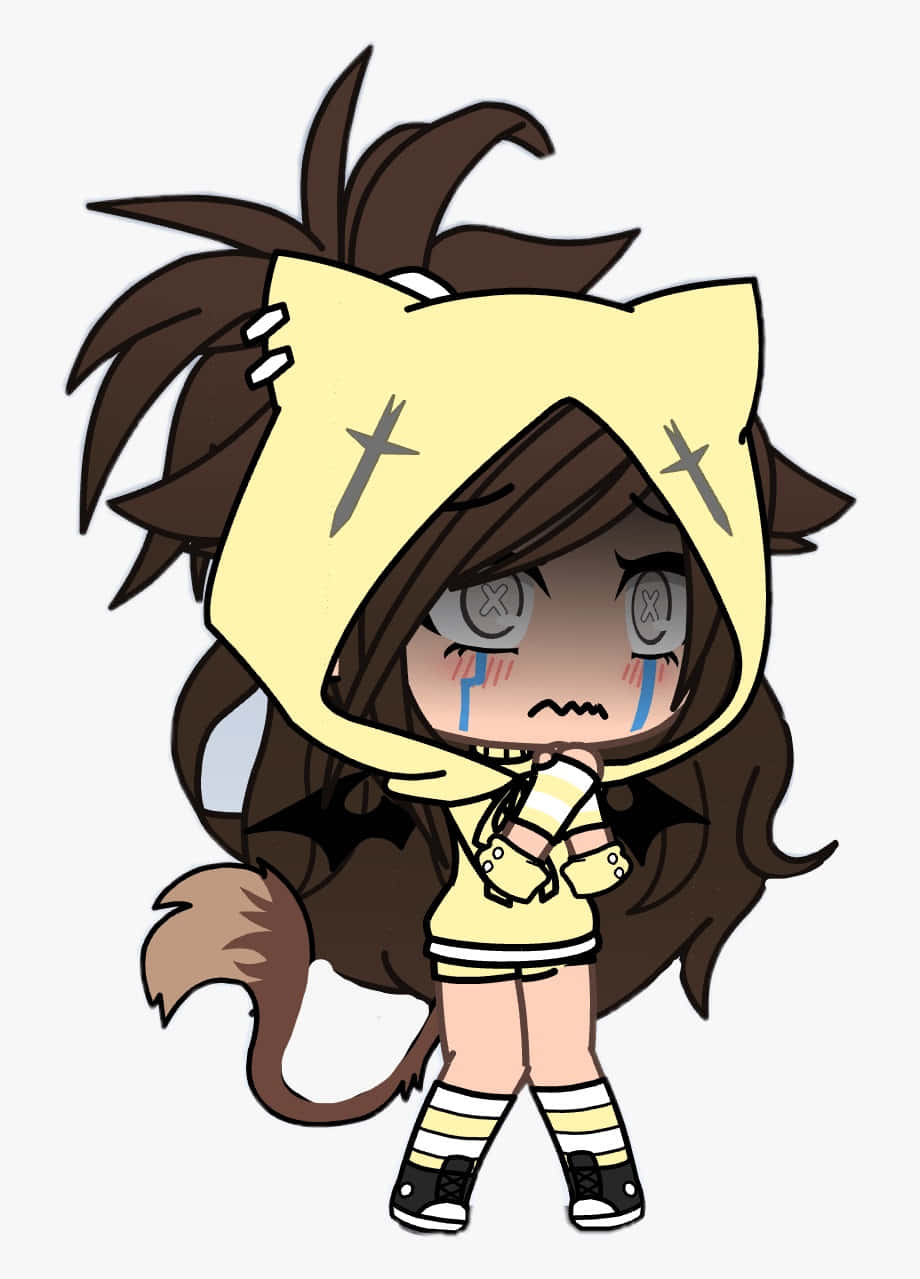 Gacha Life Girl Cryingin Cat Hoodie Wallpaper