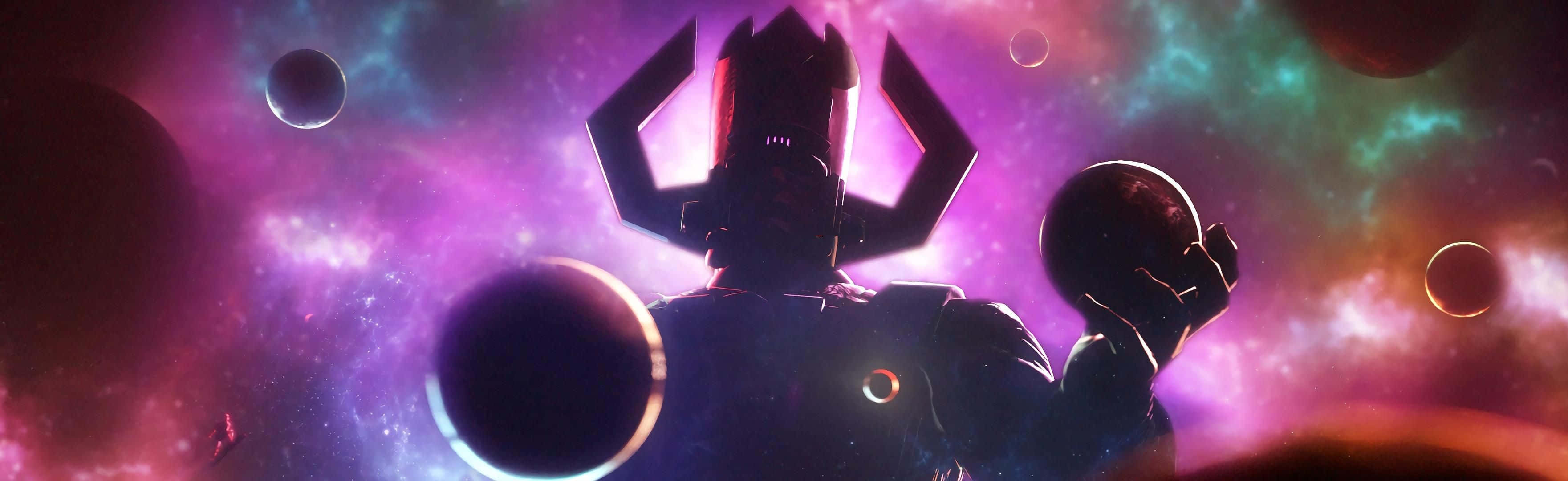 Galactus, The Devourer Of Worlds, Stands Tall In A Cosmic Landscape Wallpaper