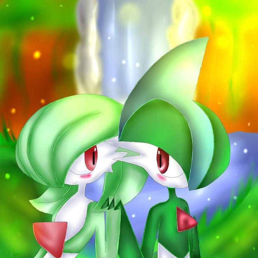 Gallade And Gardevoir Holding Hands Wallpaper