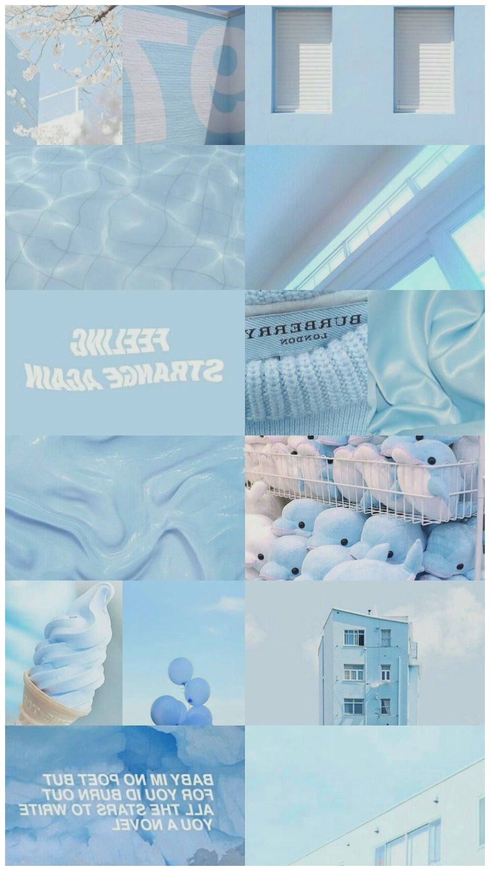 Gambar Blue Aesthetic Collage Wallpaper