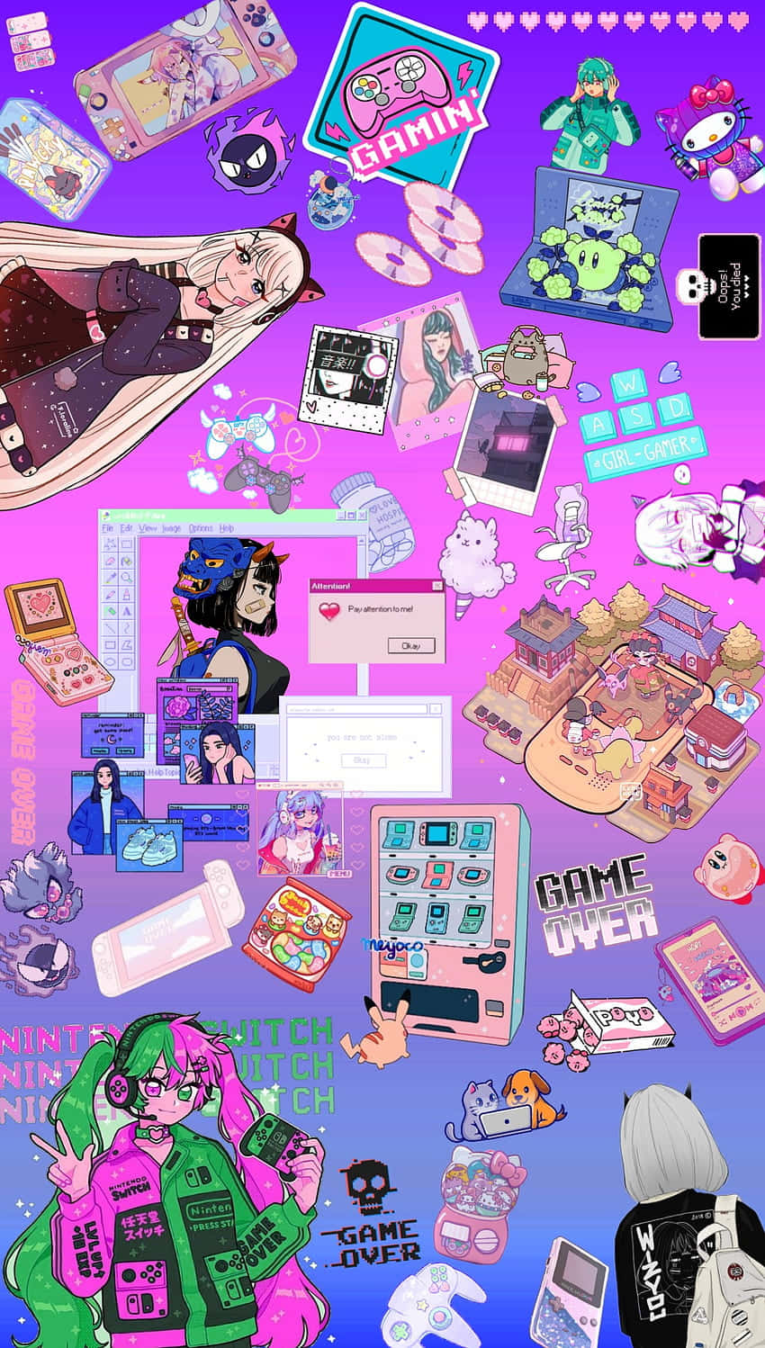 Gamer Girl Aesthetic Collage Wallpaper