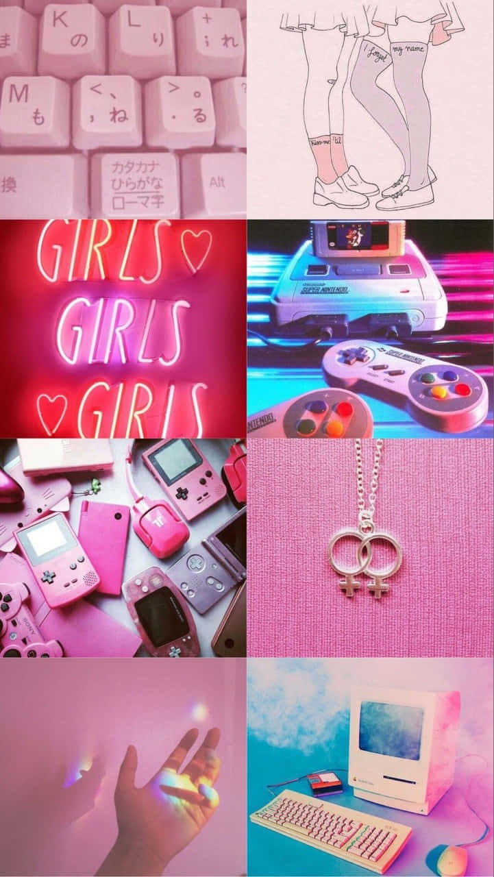 Gamer Girl Aesthetic Collage.jpg Wallpaper