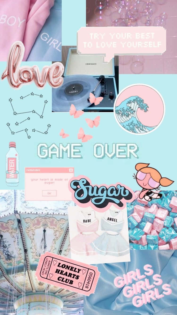 Gamer Girl Aesthetic Collage Wallpaper