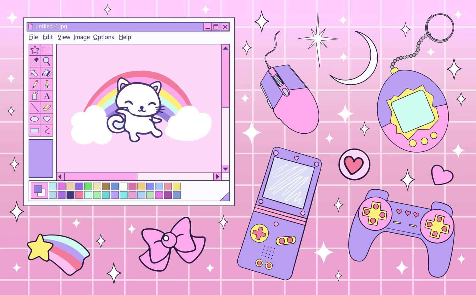 Gamer Girl Aesthetic Digital Desktop Wallpaper