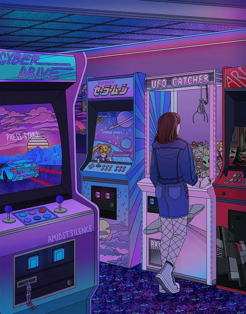 Gamer Girl Arcade Aesthetic.jpg Wallpaper