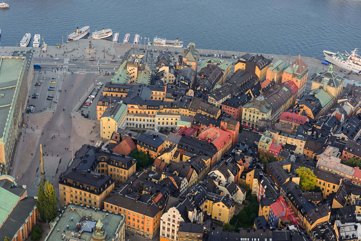 Gamla Stan City Top View Wallpaper