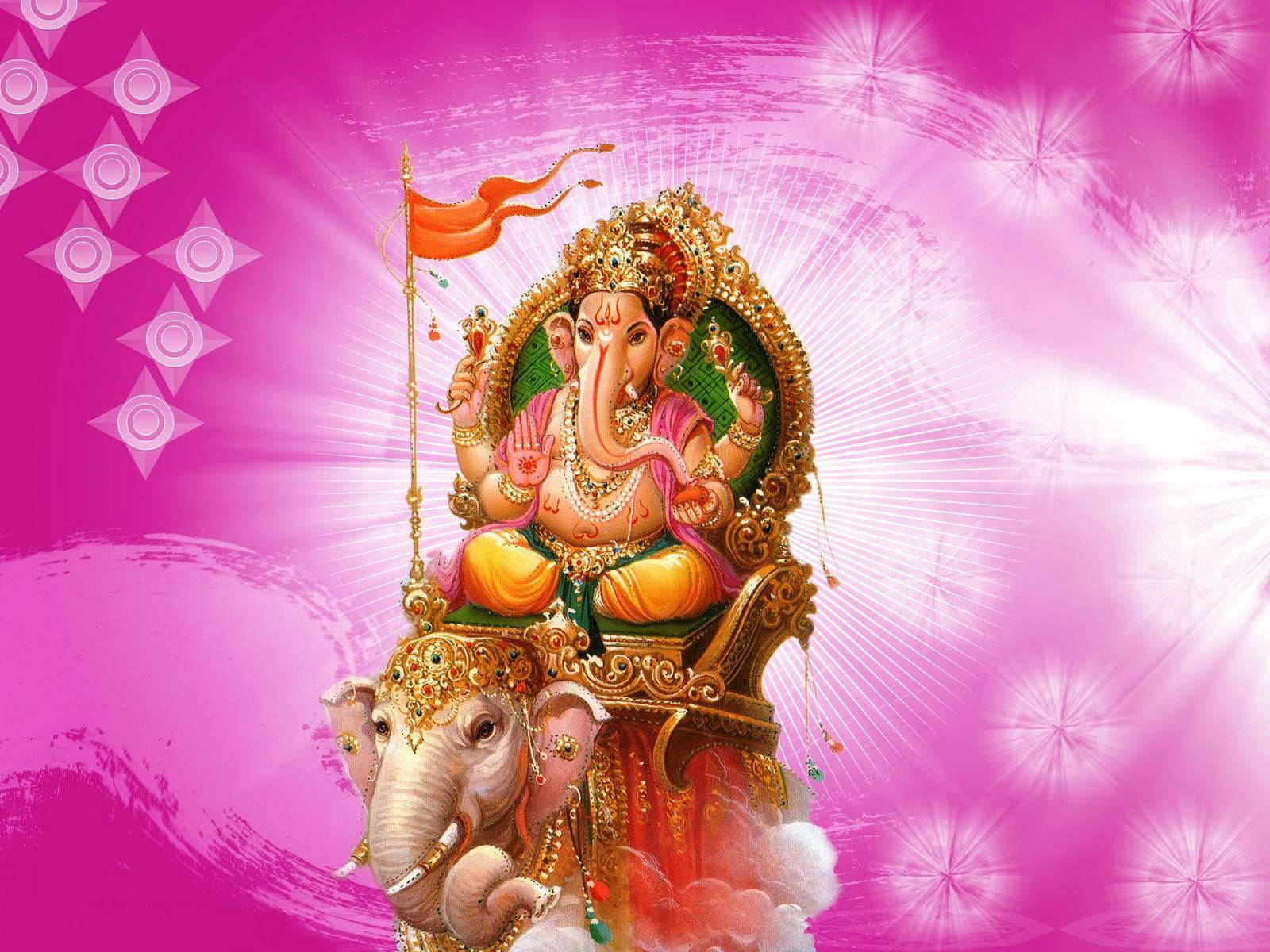 Ganesh Ji Hd Abstract Pink Background Wallpaper