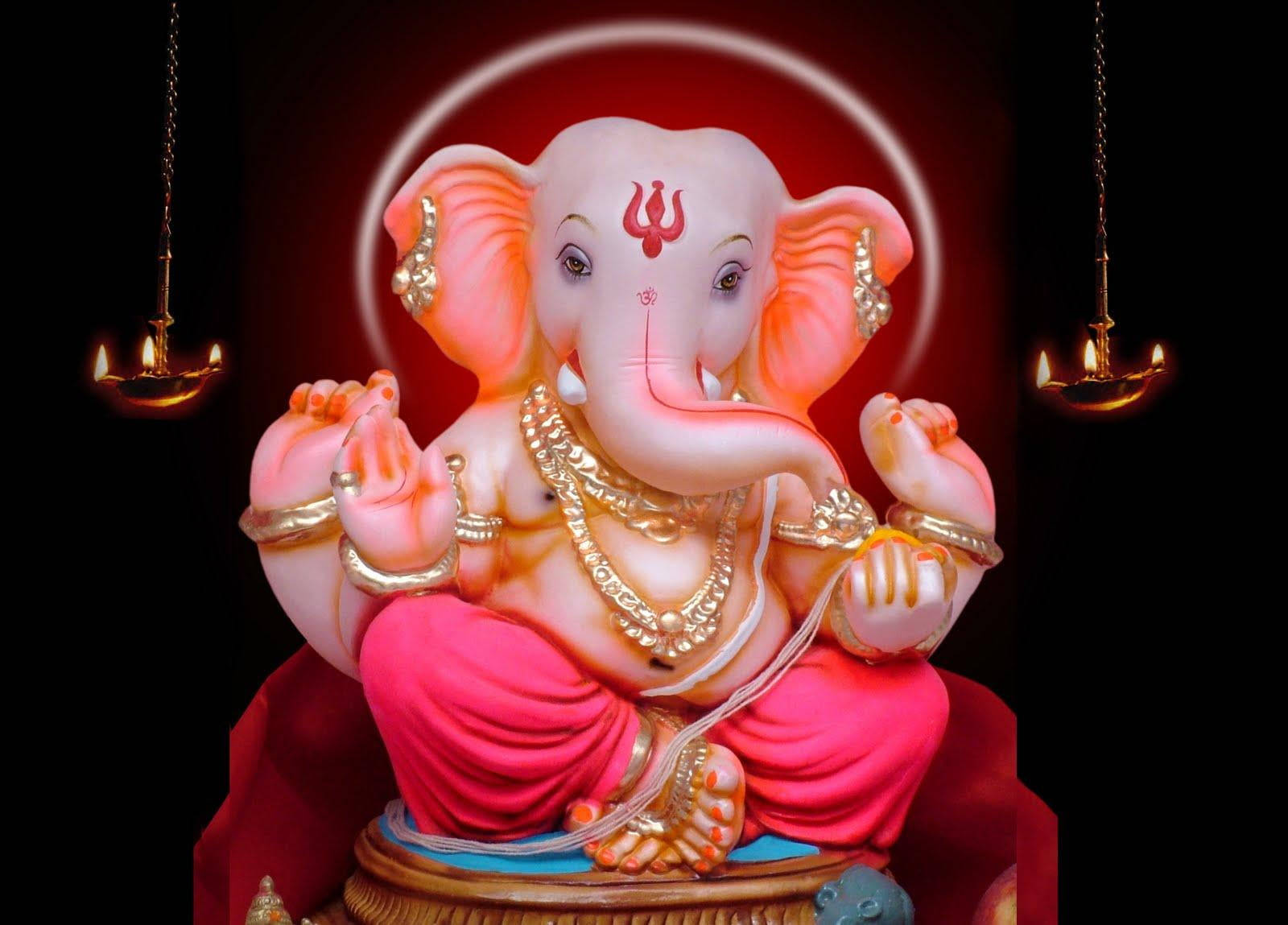 Ganesh Ji Hd In Pink Wallpaper