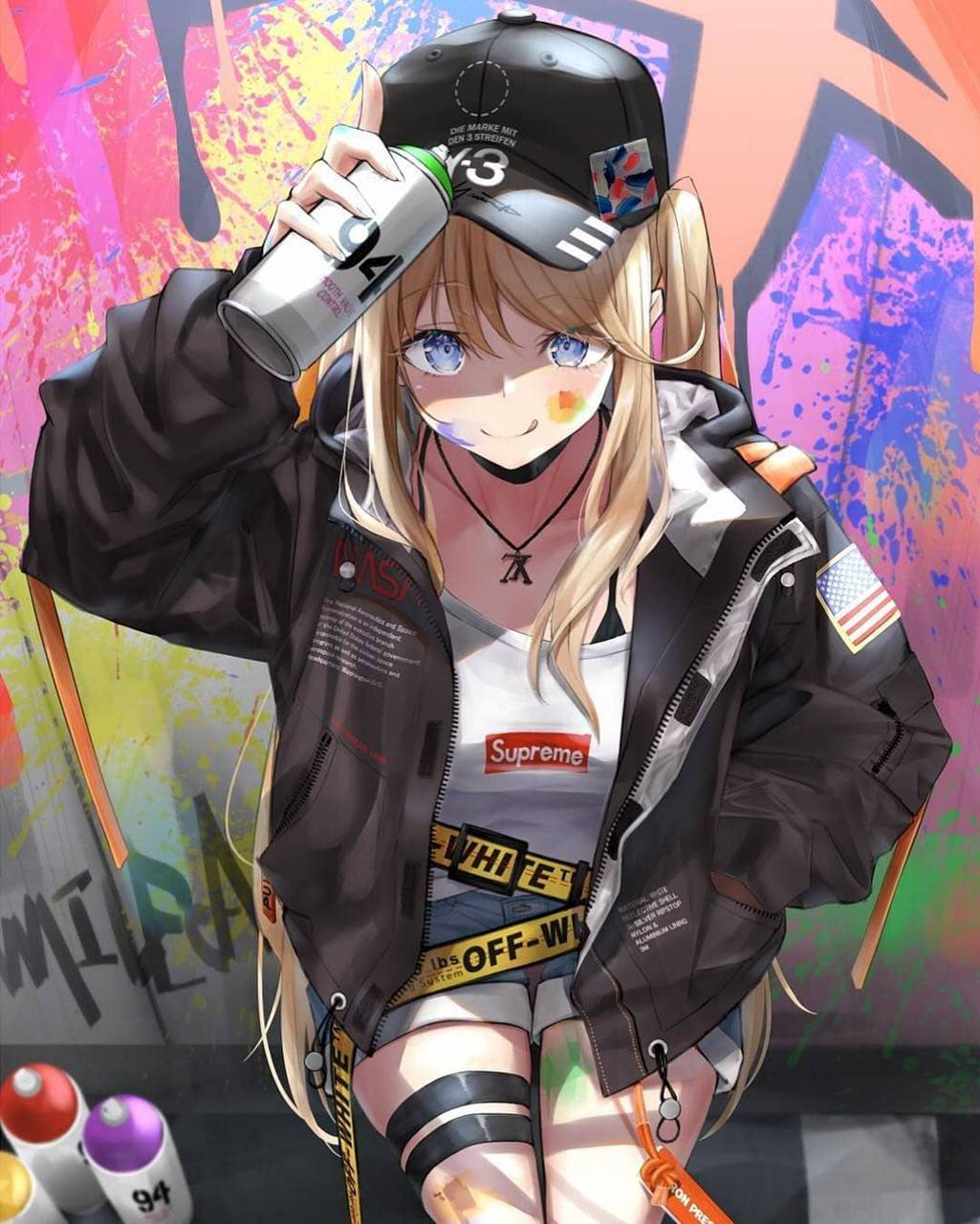 Gangsta Cartoon Girl Making Graffiti Wallpaper