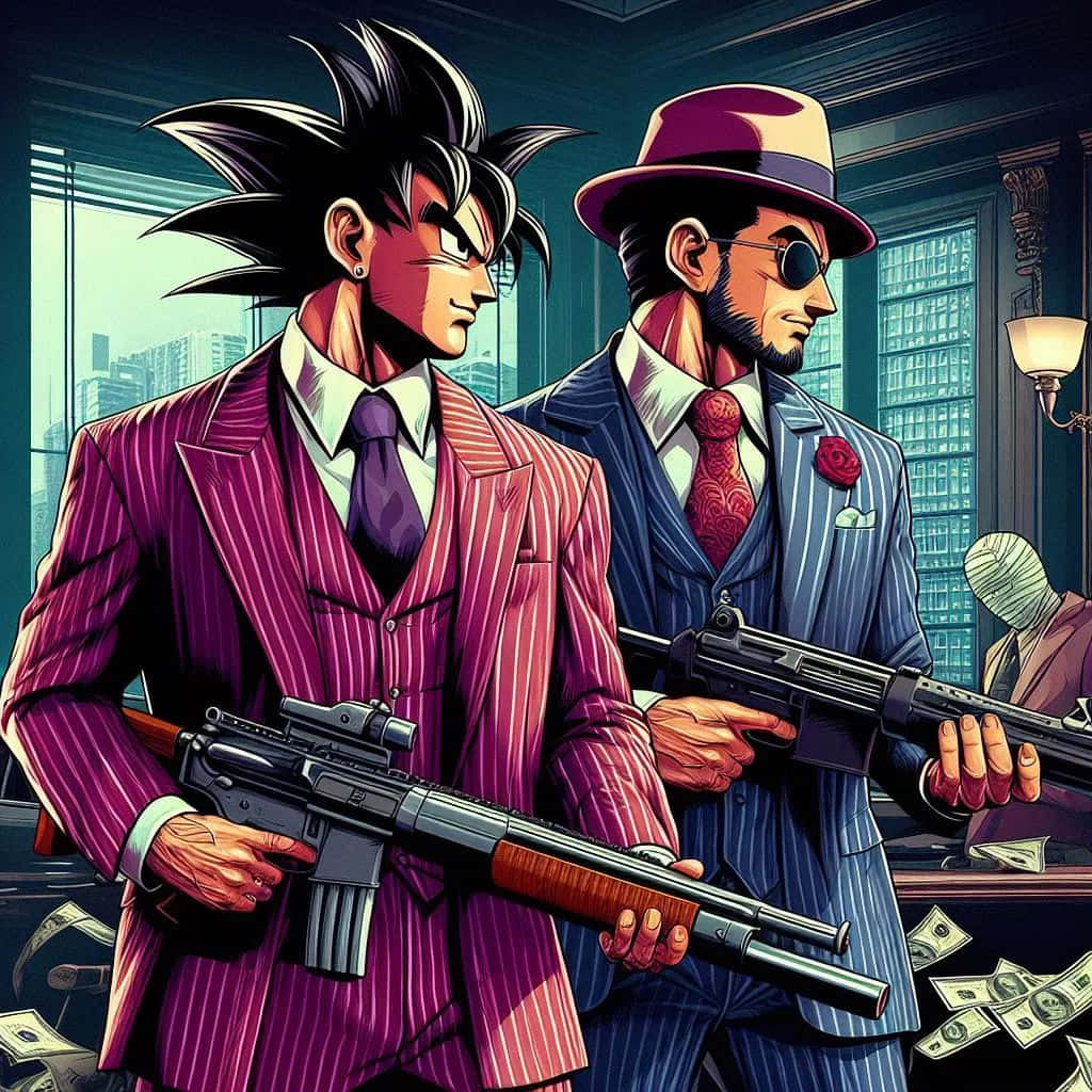 Gangster_ Anime_ Characters_ Armed_and_ Stylish Wallpaper