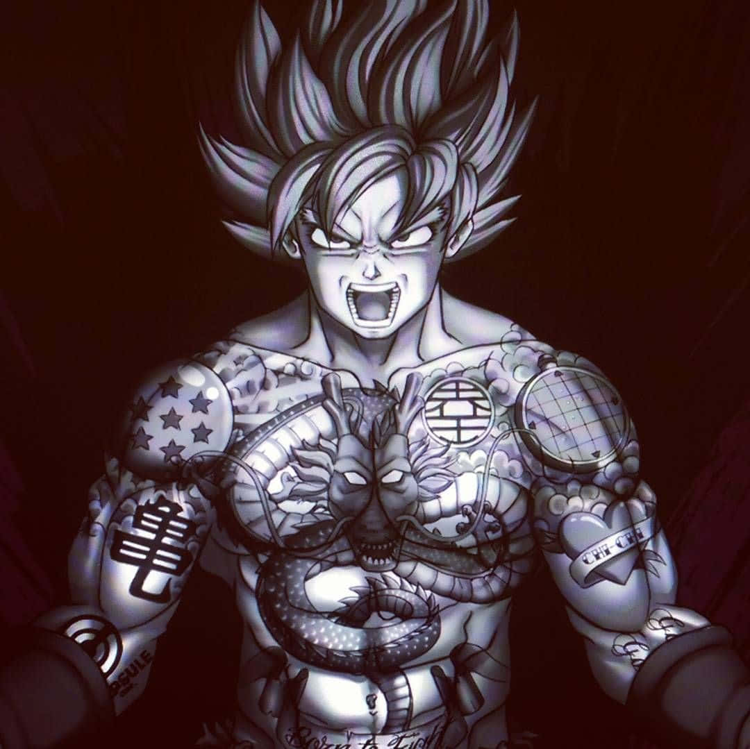 Gangster Goku Tattoo Art Wallpaper