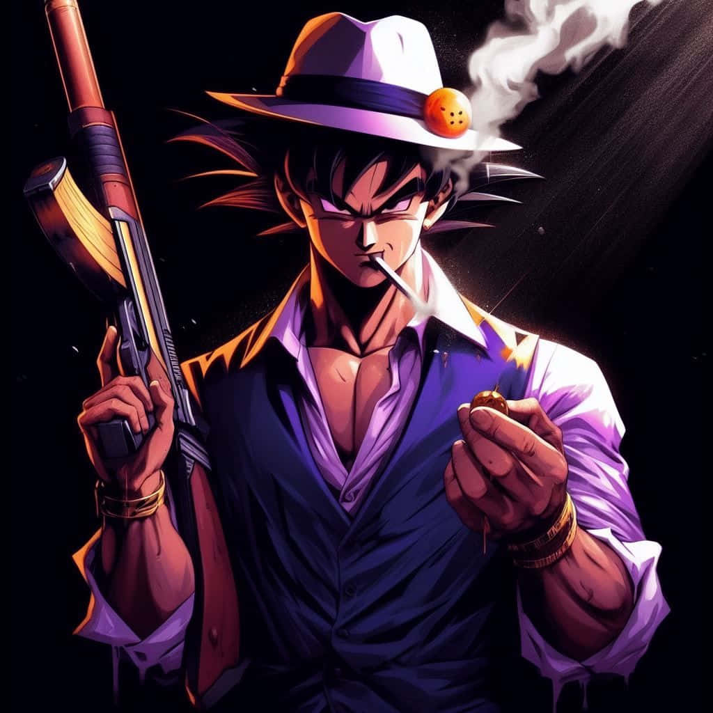 Gangster_ Goku_with_ Dragon_ Ball_and_ Shotgun.jpg Wallpaper