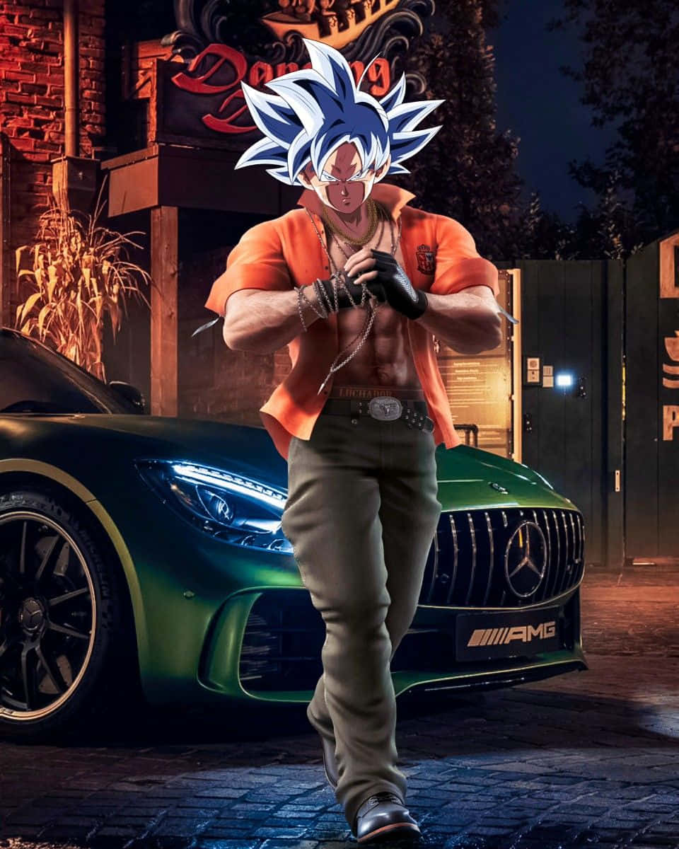 Gangster Goku With Sports Car.jpg Wallpaper