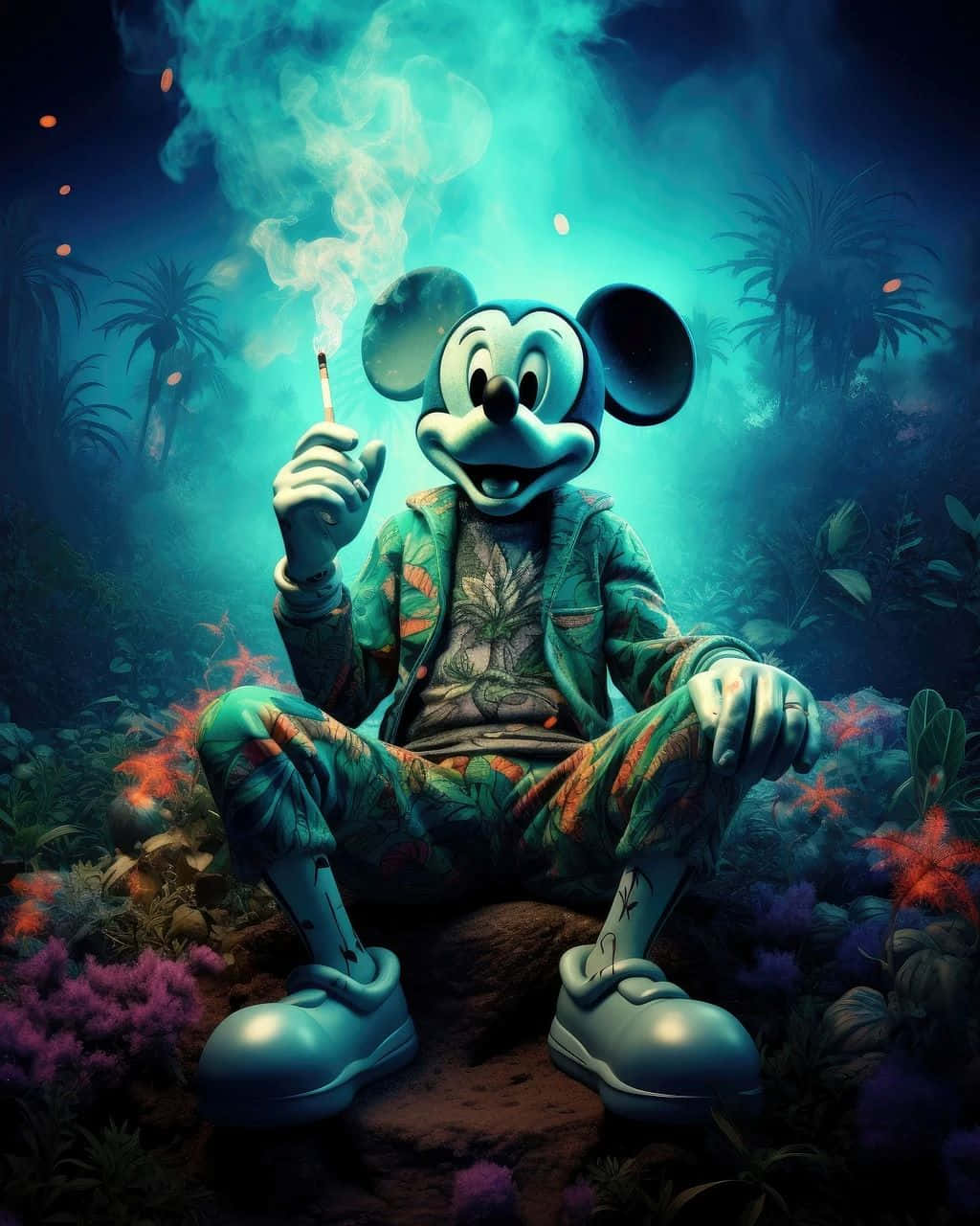 Gangster Mickey Mouse Smoking Wallpaper