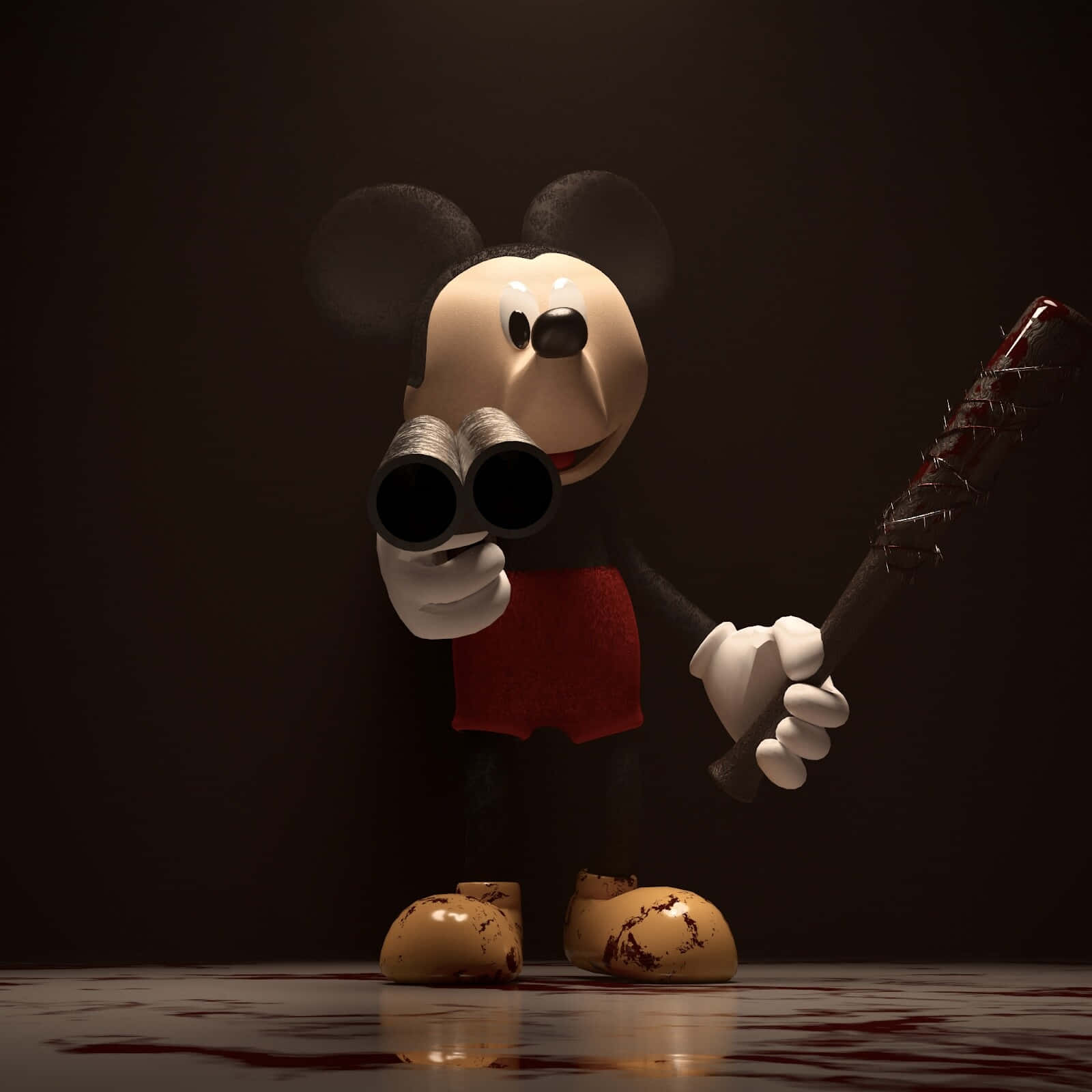 Gangster Mickey Mousewith Bat Wallpaper