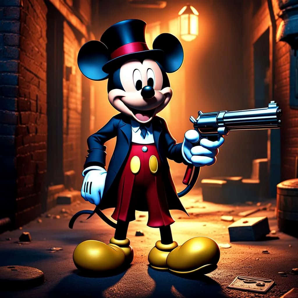 Gangster Mickey Mousewith Gun Wallpaper