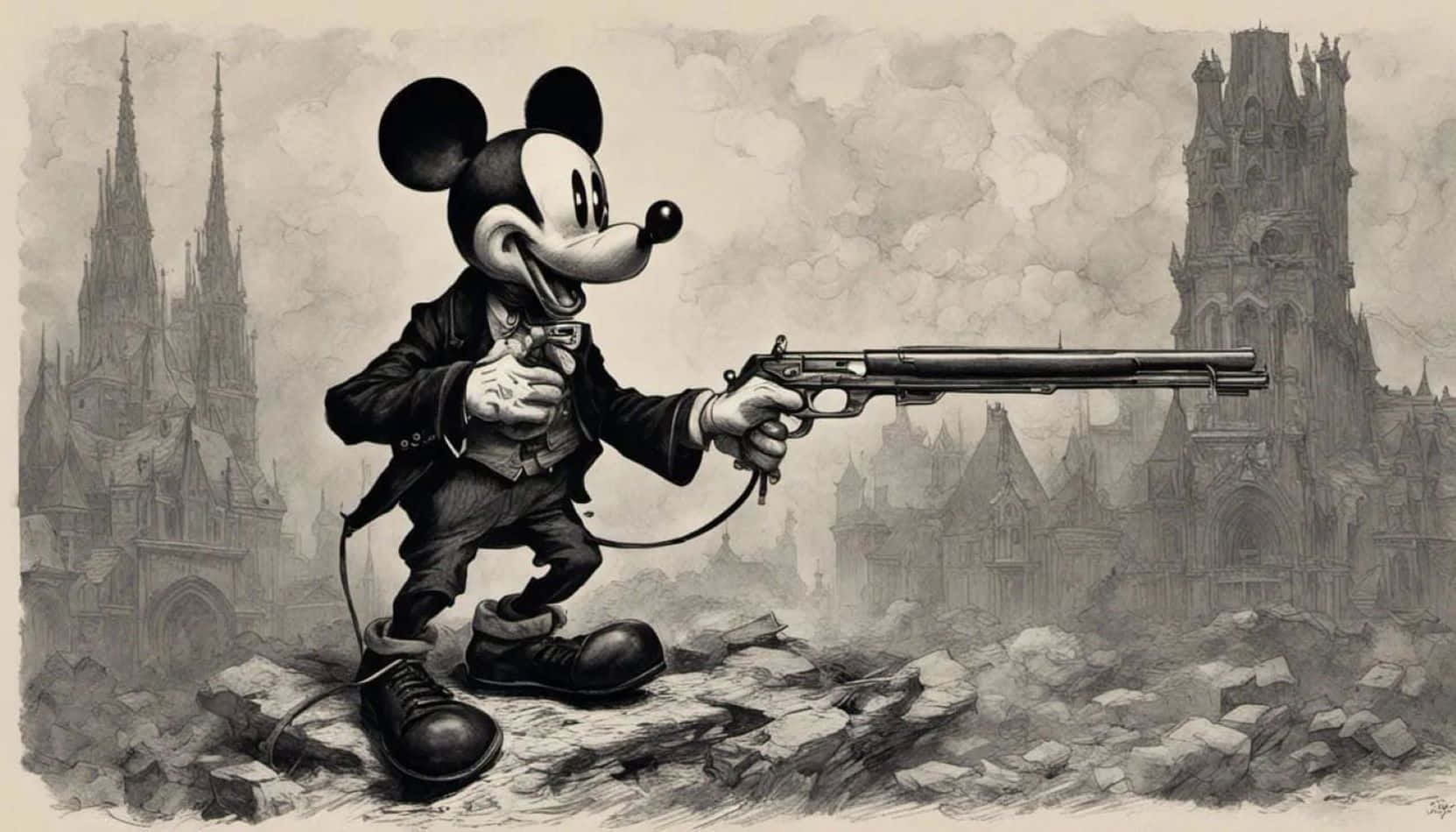 Gangster Mickey Mousewith Gun Wallpaper