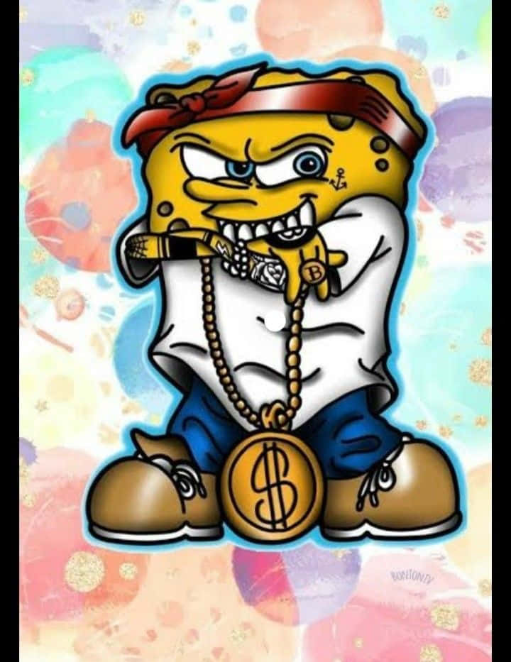 Gangster Sponge Bob Illustration Wallpaper