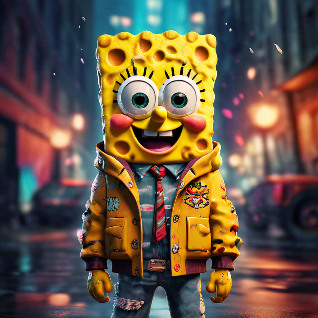 Gangster Sponge Bob Urban Backdrop Wallpaper