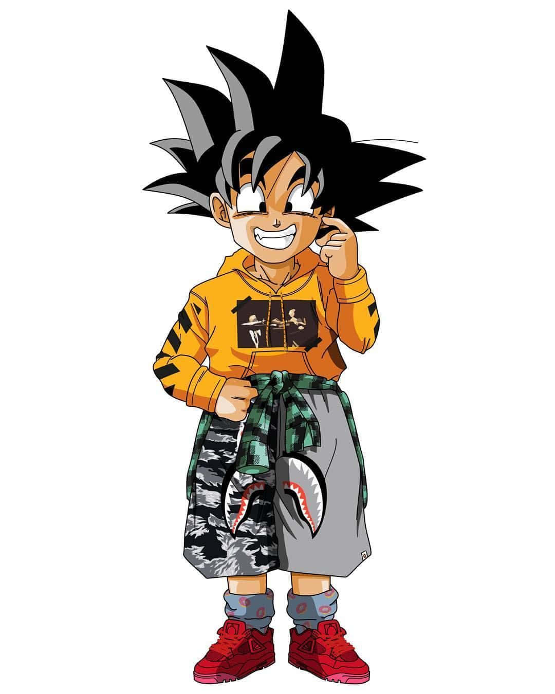 Gangster_ Style_ Goku_ Illustration Wallpaper