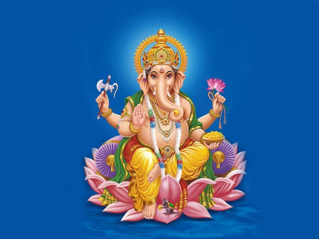 Ganpati Hd Flowers Wallpaper