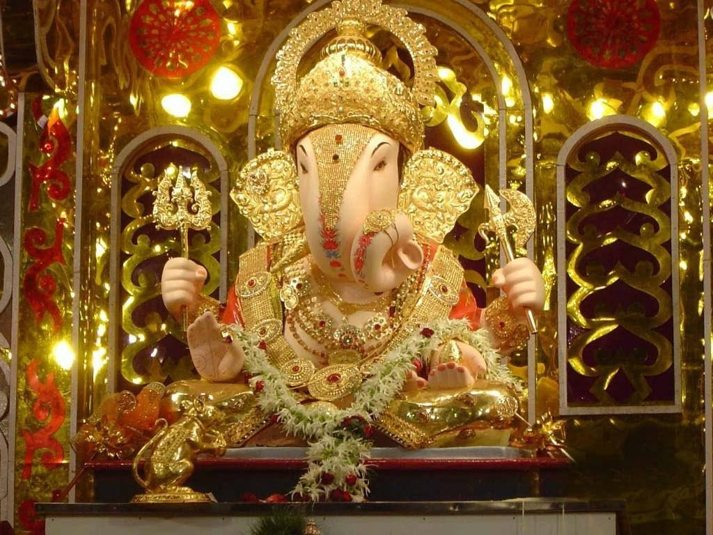 Ganpati Hd Gold Elements Wallpaper