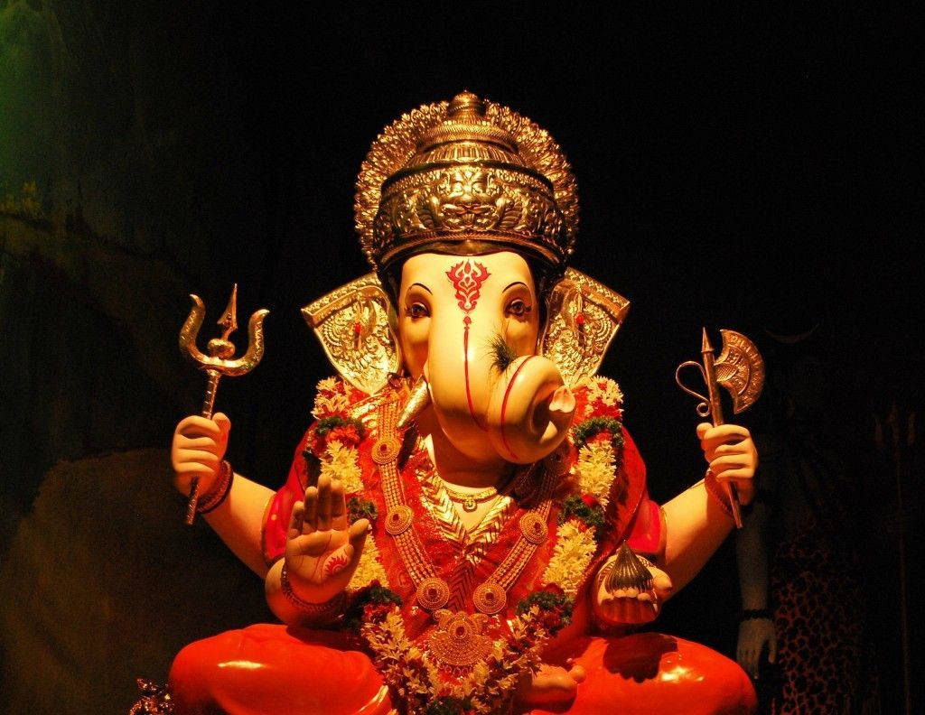 Ganpati Hd In Red Wallpaper